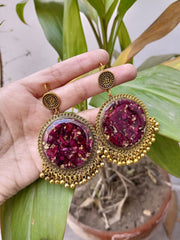 Flat Pressed Resin Preserved Fresh Petal Charms Epoxy Dried Flower Rose  Jhumka Earrings jewelry